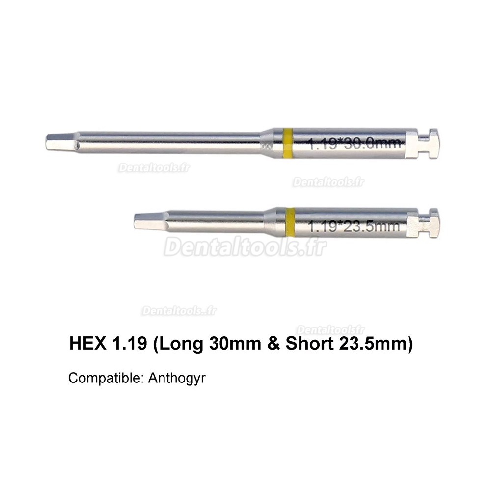 Tournevis hexagonal pour implant dentaire acier inoxydable long court